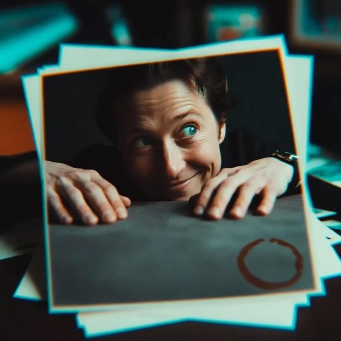 Crooked desk shot with coffee ring stain