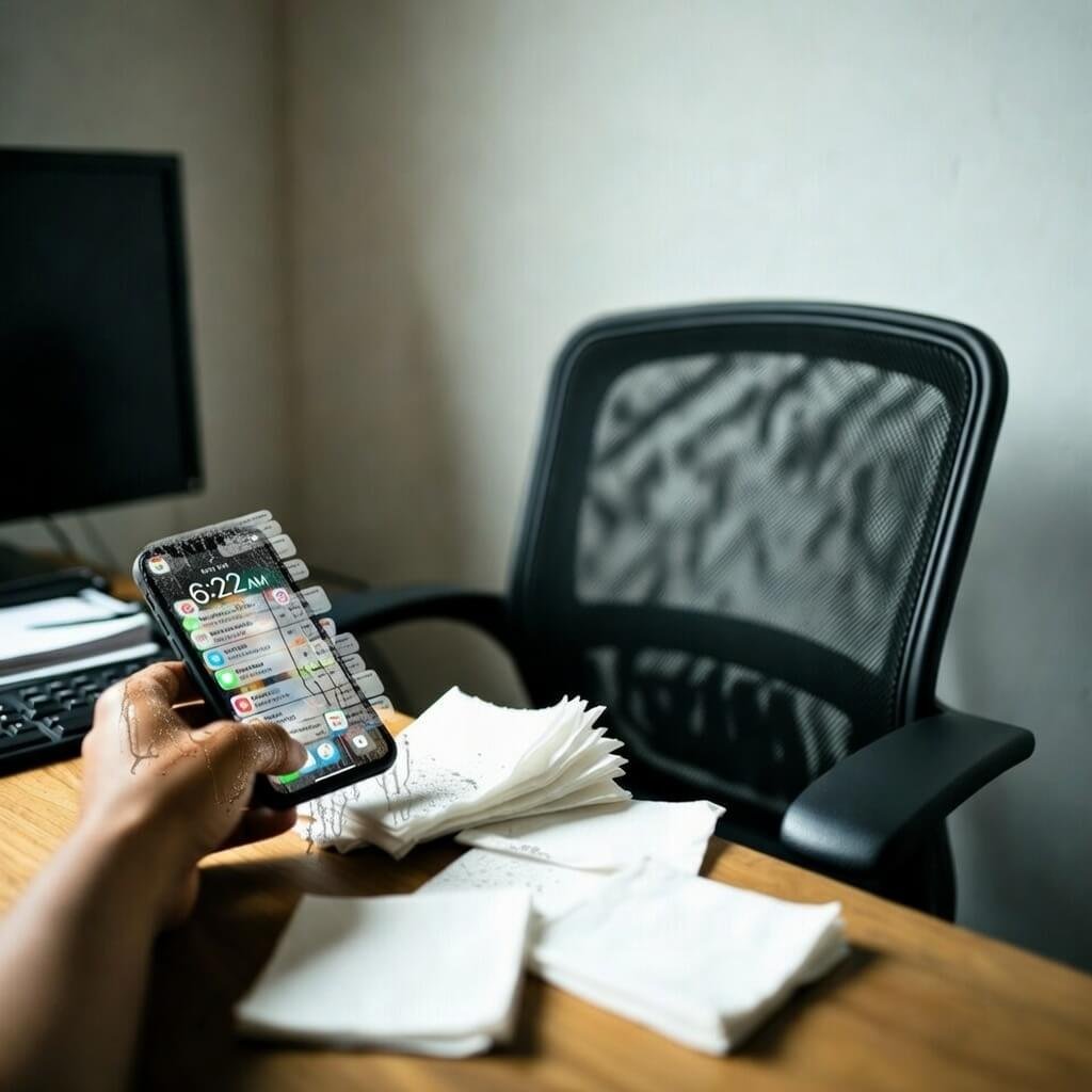 Phone lock screen at 6:22 AM buried in notifications