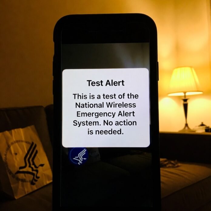 Phone screen showing CDC alert in dim room with greasy takeout bag