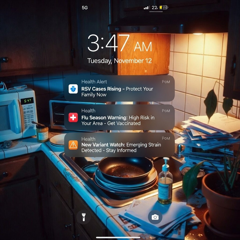 iPhone lock screen at 4:27 AM with overlapping health alerts
